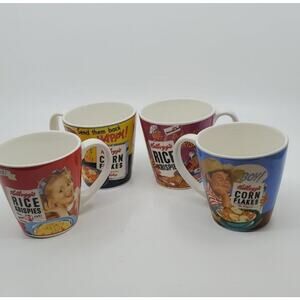 Kellogg’s Corn Flakes Rice Krispies Cereal Coffee Mug Cup. Lot of 4
